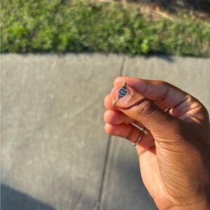 James Avery Silver Floral Halo Ring with Clear Center